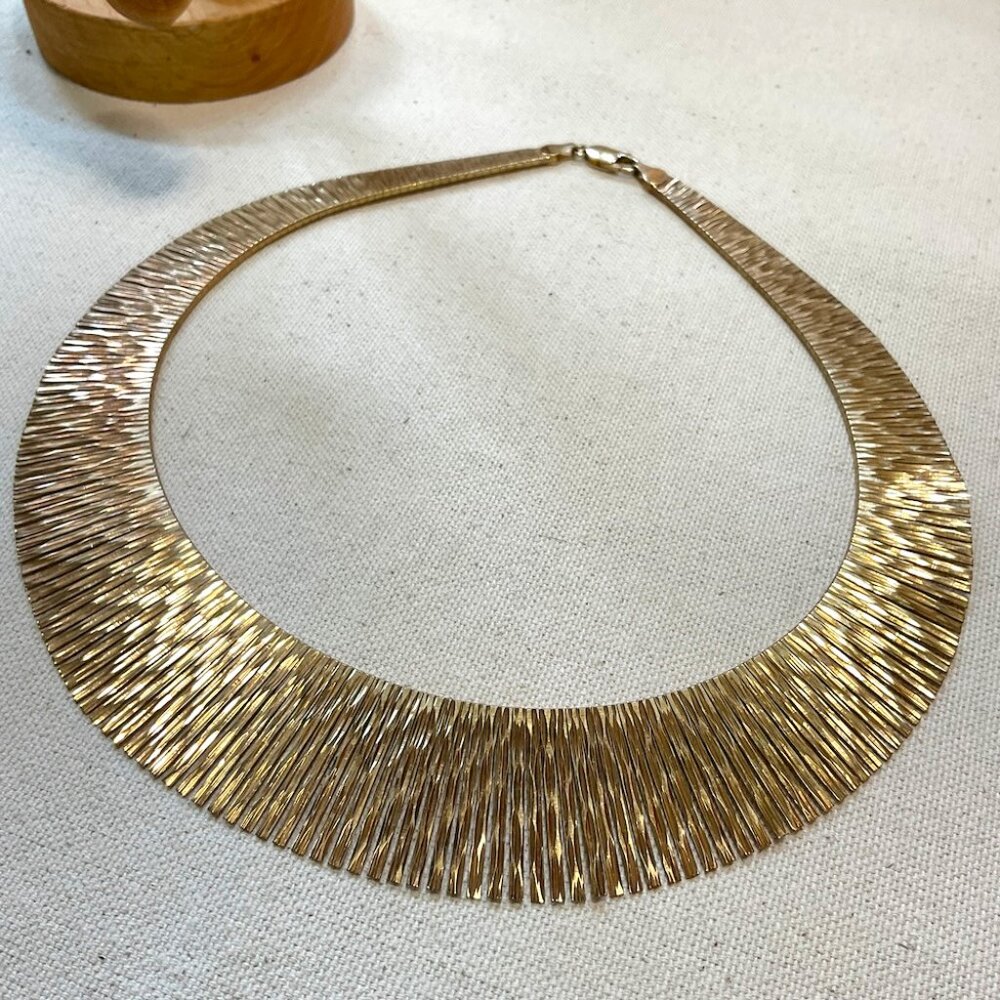 1980s Milor Italy 925 Gold Vermeil Collar – Luxe Minimalist Drama